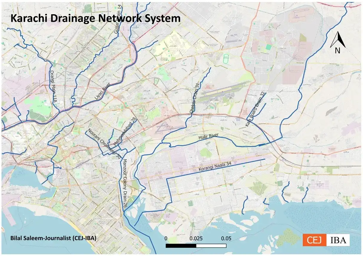 GIS Map Karachi Drainage Network System Street View