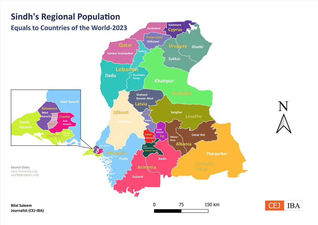 Sindh Regional Population Equals to Countries of the World 2023 GIS Analysis CEJ IBA Karachi